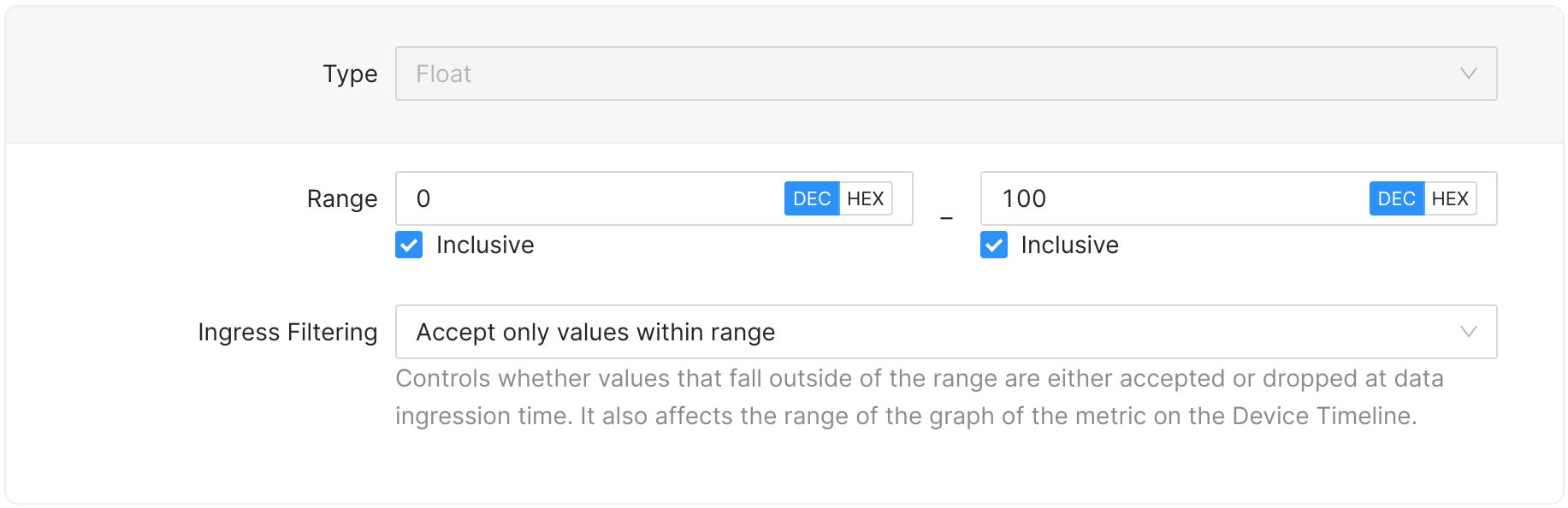 Value range for metrics